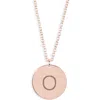 Meshmerise Initial Disc Pendant Necklace In Rose-o