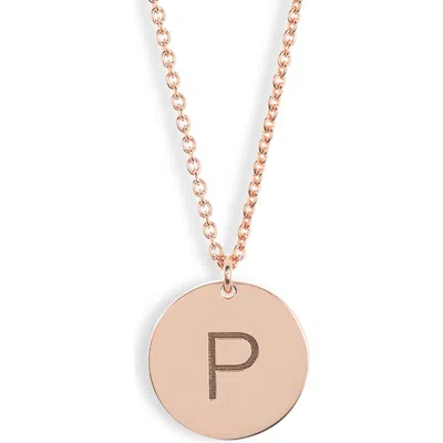 Meshmerise Initial Disc Pendant Necklace In Rose-p