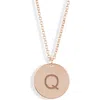 Meshmerise Initial Disc Pendant Necklace In Rose-q