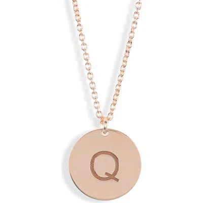 Meshmerise Initial Disc Pendant Necklace In Rose-q