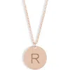 Meshmerise Initial Disc Pendant Necklace In Rose-r