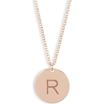 Meshmerise Initial Disc Pendant Necklace In Rose-r