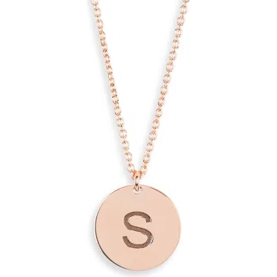 Meshmerise Initial Disc Pendant Necklace In Rose-s