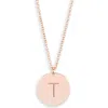 Meshmerise Initial Disc Pendant Necklace In Rose-t