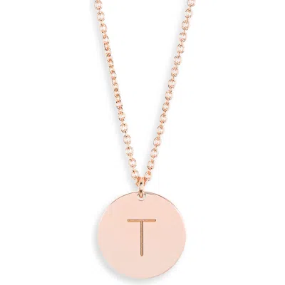Meshmerise Initial Disc Pendant Necklace In Rose-t