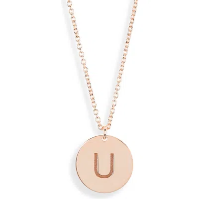 Meshmerise Initial Disc Pendant Necklace In Rose-u