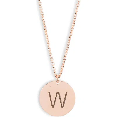 Meshmerise Initial Disc Pendant Necklace In Rose-w