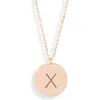 Meshmerise Initial Disc Pendant Necklace In Rose-x