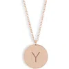 Meshmerise Initial Disc Pendant Necklace In Rose-y