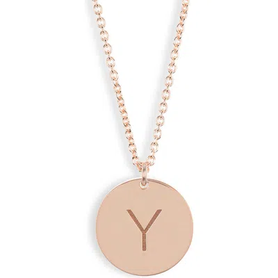 Meshmerise Initial Disc Pendant Necklace In Rose-y
