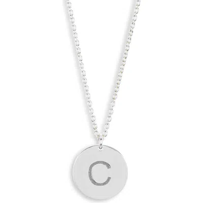 Meshmerise Initial Disc Pendant Necklace In White-c
