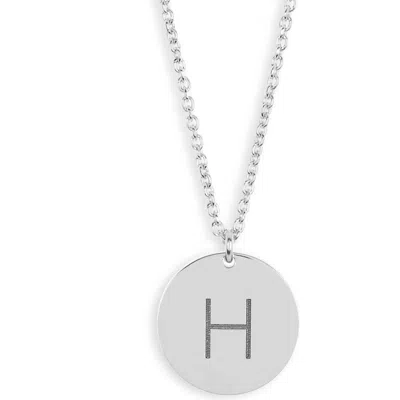 Meshmerise Initial Disc Pendant Necklace In White-h