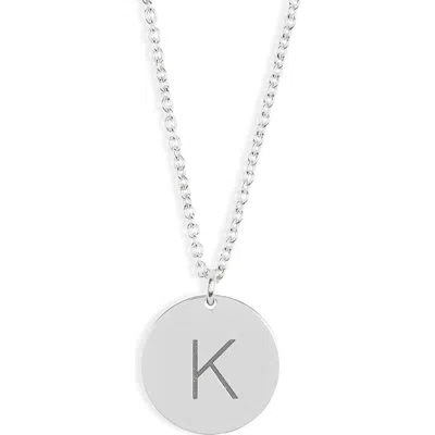 Meshmerise Initial Disc Pendant Necklace In White-k