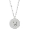 Meshmerise Initial Disc Pendant Necklace In White-m