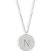 Meshmerise Initial Disc Pendant Necklace In White-n