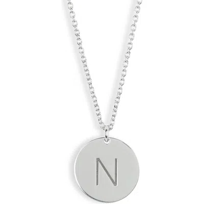 Meshmerise Initial Disc Pendant Necklace In White-n
