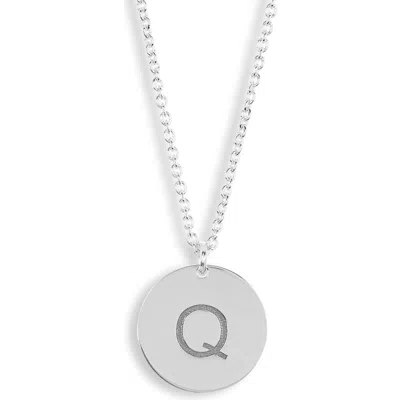 Meshmerise Initial Disc Pendant Necklace In White-q