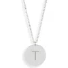 Meshmerise Initial Disc Pendant Necklace In White-t