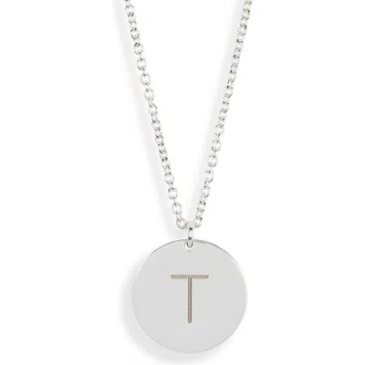 Meshmerise Initial Disc Pendant Necklace In White-t