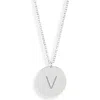 Meshmerise Initial Disc Pendant Necklace In White-v