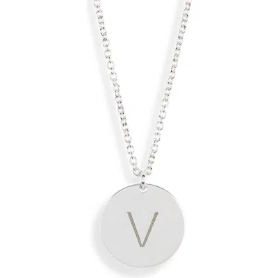 Meshmerise Initial Disc Pendant Necklace In White-v