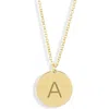 Meshmerise Initial Disc Pendant Necklace In Yellow-a