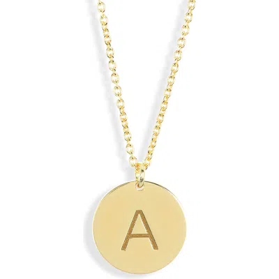 Meshmerise Initial Disc Pendant Necklace In Yellow-a