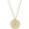 Meshmerise Initial Disc Pendant Necklace In Yellow-f