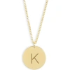 Meshmerise Initial Disc Pendant Necklace In Yellow-k