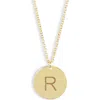 Meshmerise Initial Disc Pendant Necklace In Yellow-r