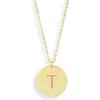 Meshmerise Initial Disc Pendant Necklace In Yellow-t