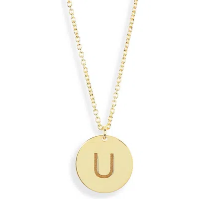 Meshmerise Initial Disc Pendant Necklace In Yellow-u