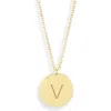 Meshmerise Initial Disc Pendant Necklace In Yellow-v