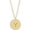 Meshmerise Initial Disc Pendant Necklace In Yellow-y