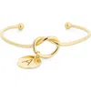 Meshmerise Love Knot Initial Bracelet In Gold