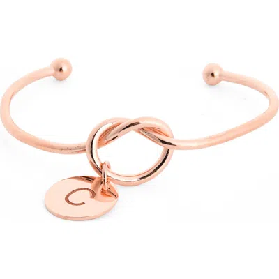 Meshmerise Love Knot Initial Bracelet In Gold