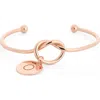 Meshmerise Love Knot Initial Bracelet In Gold