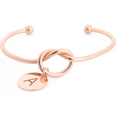 Meshmerise Love Knot Initial Bracelet In Rose-a