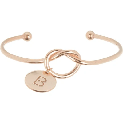 Meshmerise Love Knot Initial Bracelet In Rose-b