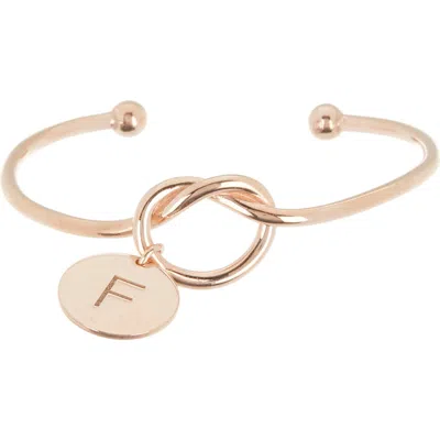 Meshmerise Love Knot Initial Bracelet In Rose-f