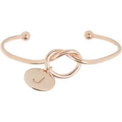 Meshmerise Love Knot Initial Bracelet In Rose-j