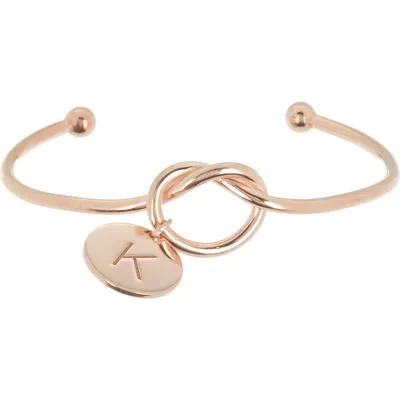 Meshmerise Love Knot Initial Bracelet In Rose-k
