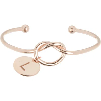 Meshmerise Love Knot Initial Bracelet In Rose-l
