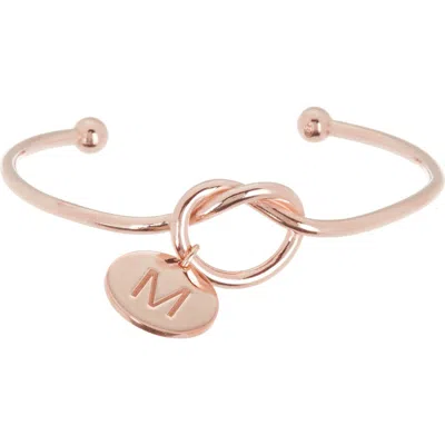 Meshmerise Love Knot Initial Bracelet In Rose-m