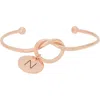 Meshmerise Love Knot Initial Bracelet In Rose-n