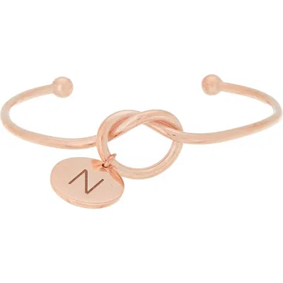 Meshmerise Love Knot Initial Bracelet In Rose-n