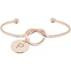 Meshmerise Love Knot Initial Bracelet In Rose-p