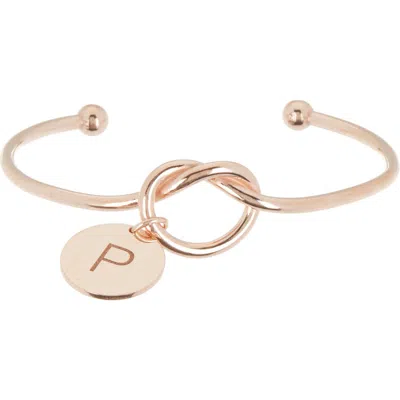 Meshmerise Love Knot Initial Bracelet In Rose-p