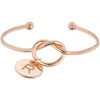 Meshmerise Love Knot Initial Bracelet In Rose-r
