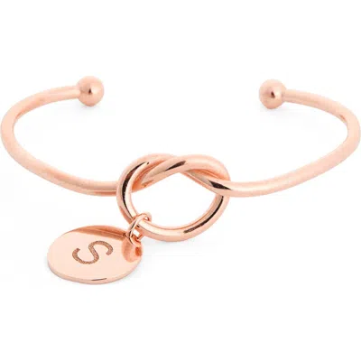 Meshmerise Love Knot Initial Bracelet In Rose-s
